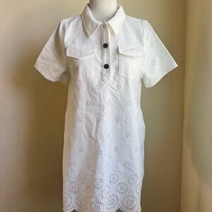 En Saison Off-White Collared Shirt Dress